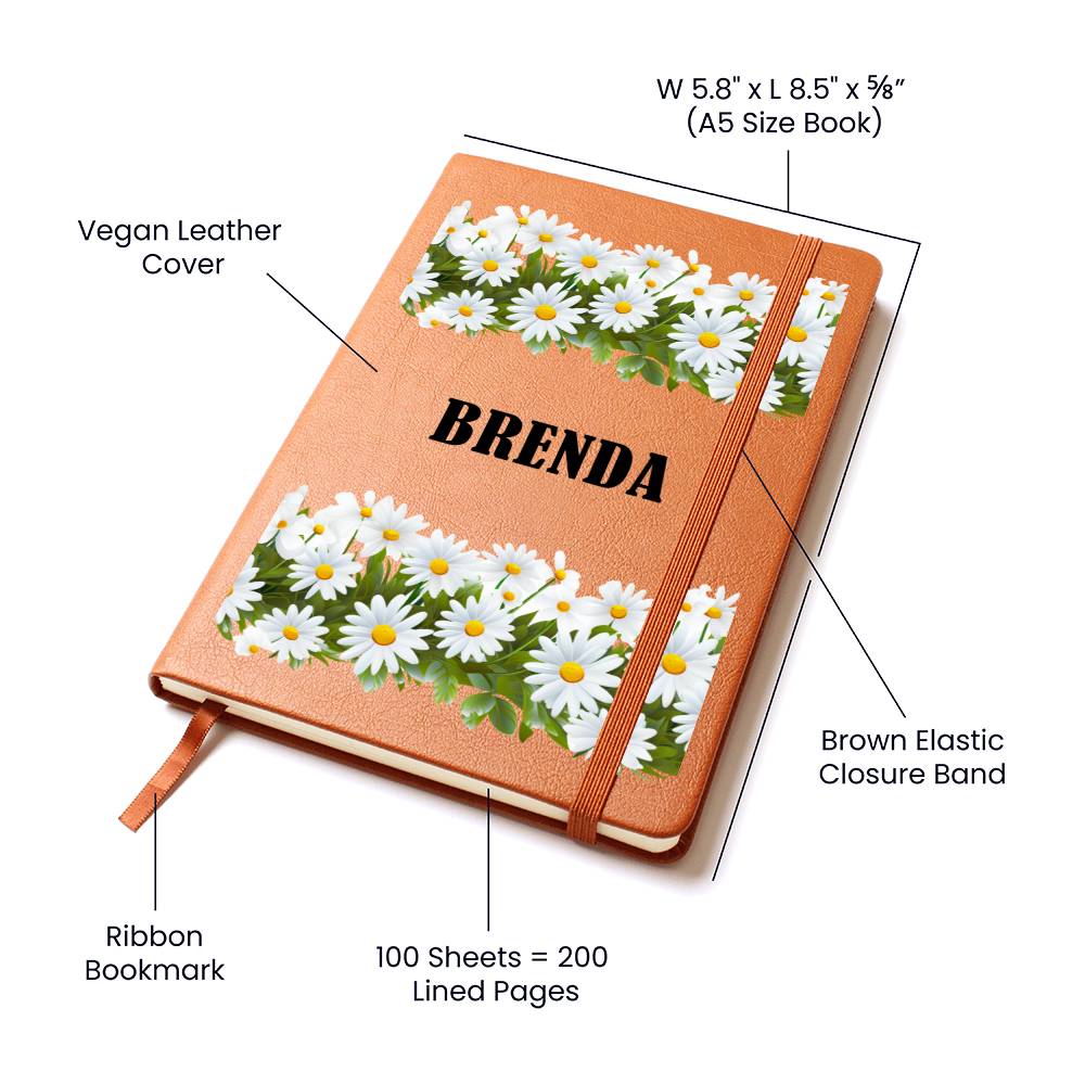 Brenda (Playful Daisies) - Vegan Leather Journal