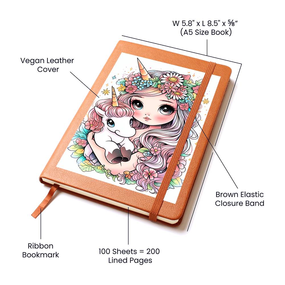 Cute Unicorn 075 - Vegan Leather Journal