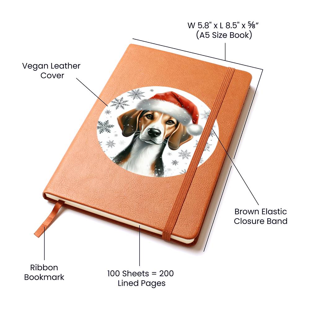 Christmas Dog - American Foxhound  - Vegan Leather Journal