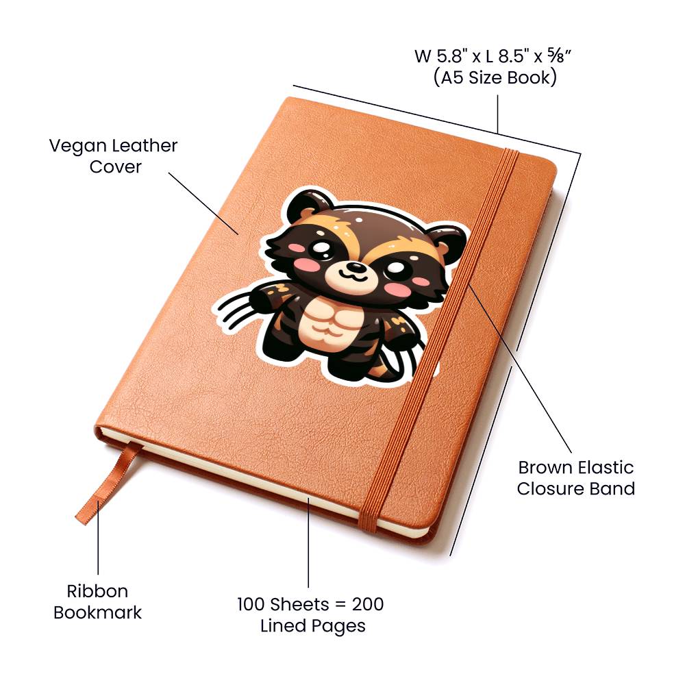 Cute Wolverine sticker 206 - Vegan Leather Journal