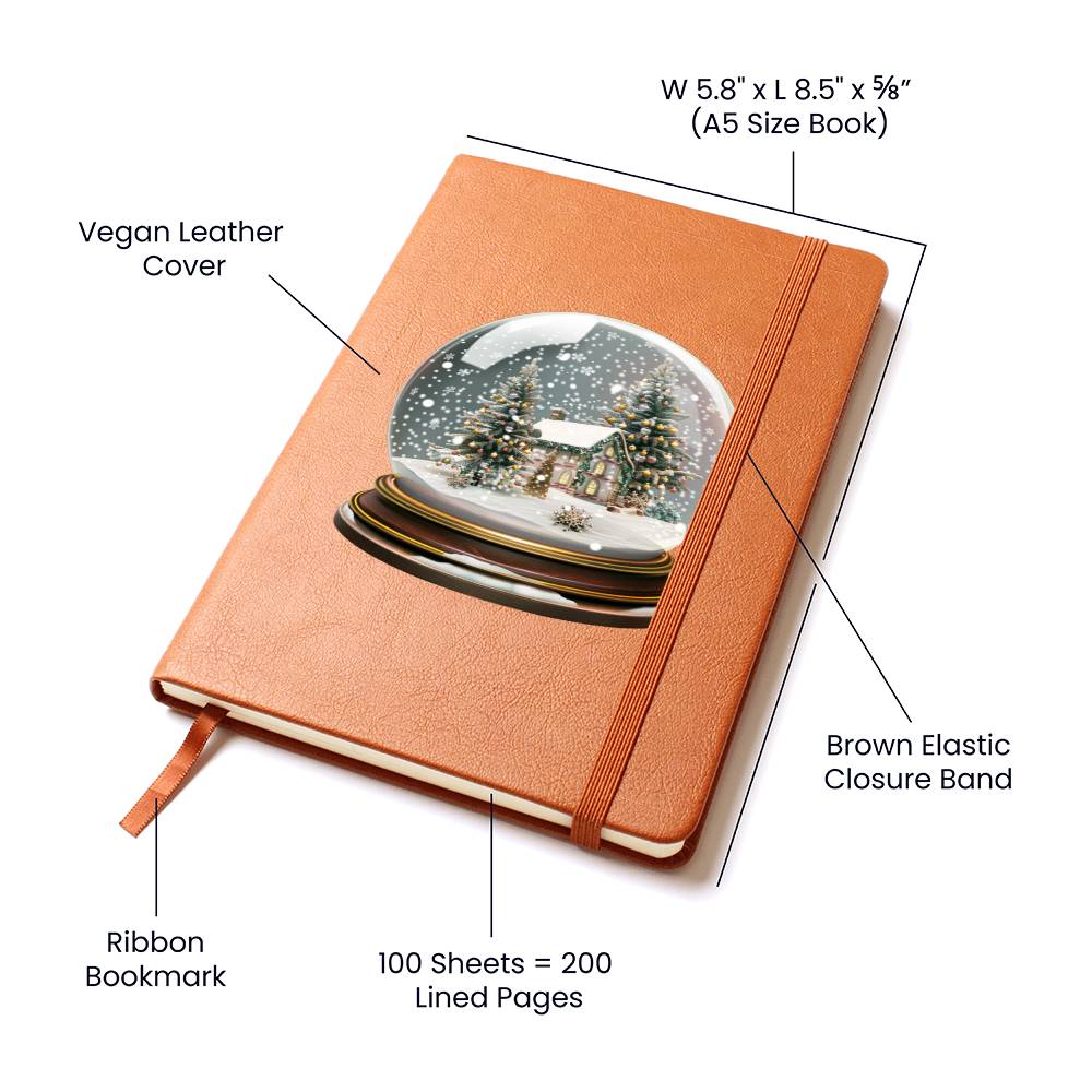 Watercolor Christmas Snow Globe 046 - Vegan Leather Journal