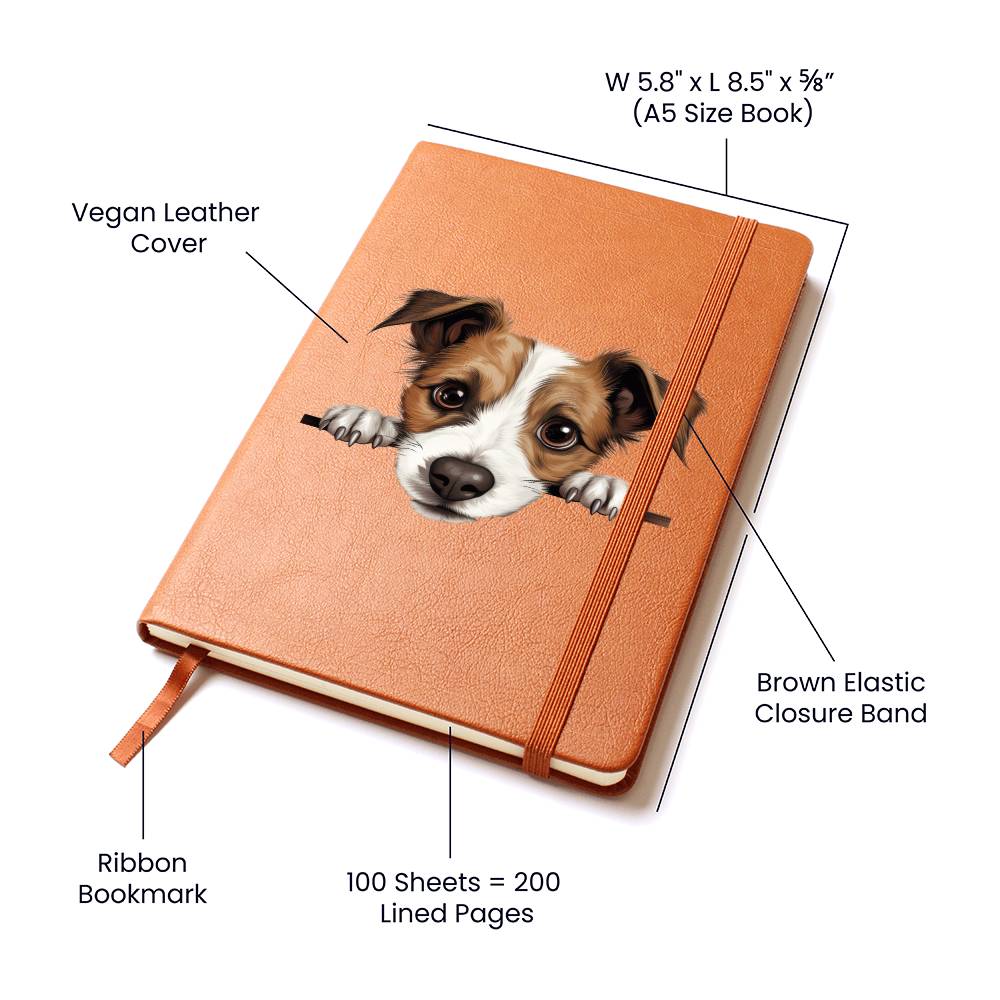 Jack Russell Terrier Peeking - Vegan Leather Journal