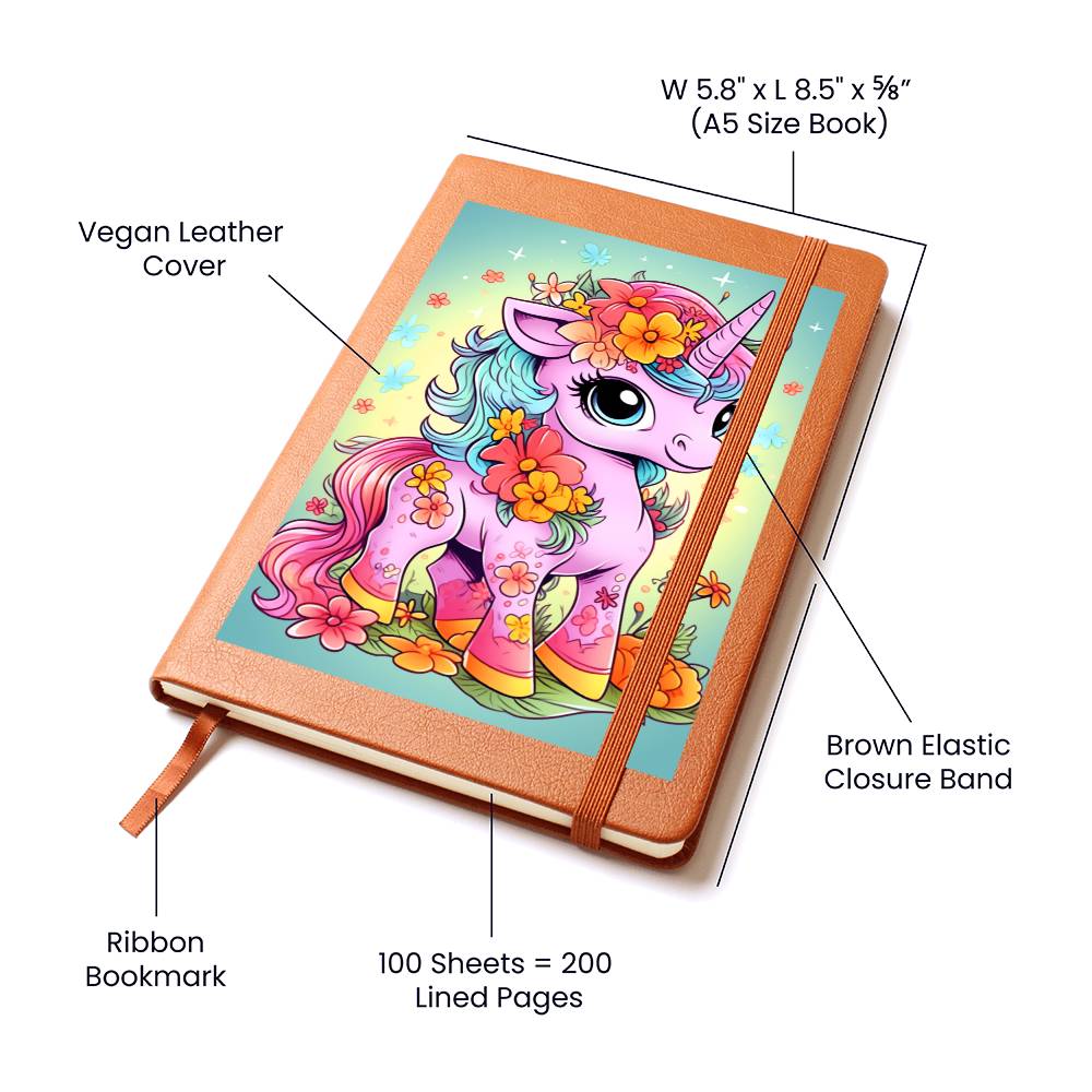 Cute Unicorn 059 - Vegan Leather Journal