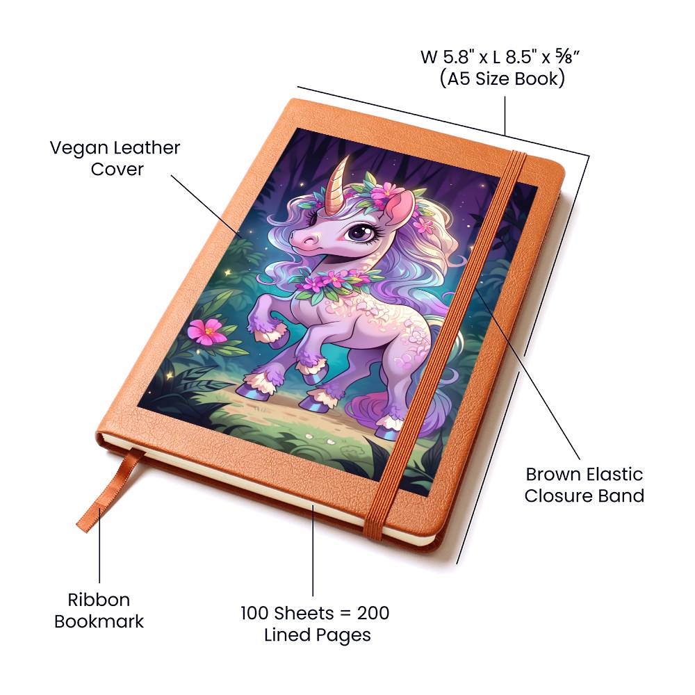Cute Unicorn 117 - Vegan Leather Journal