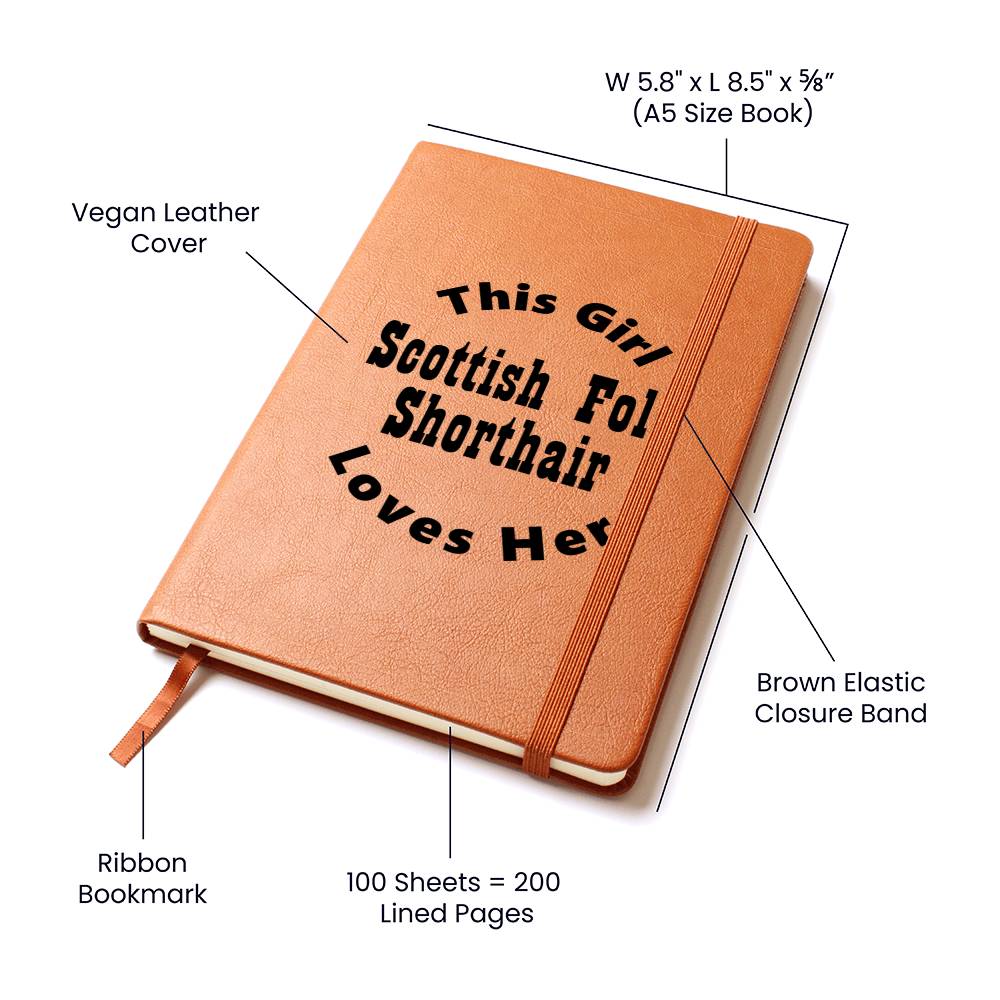 Scottish Fold Shorthair v2 - Vegan Leather Journal