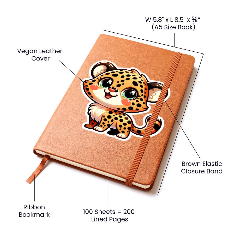 Cute Cheetah sticker 13 - Vegan Leather Journal