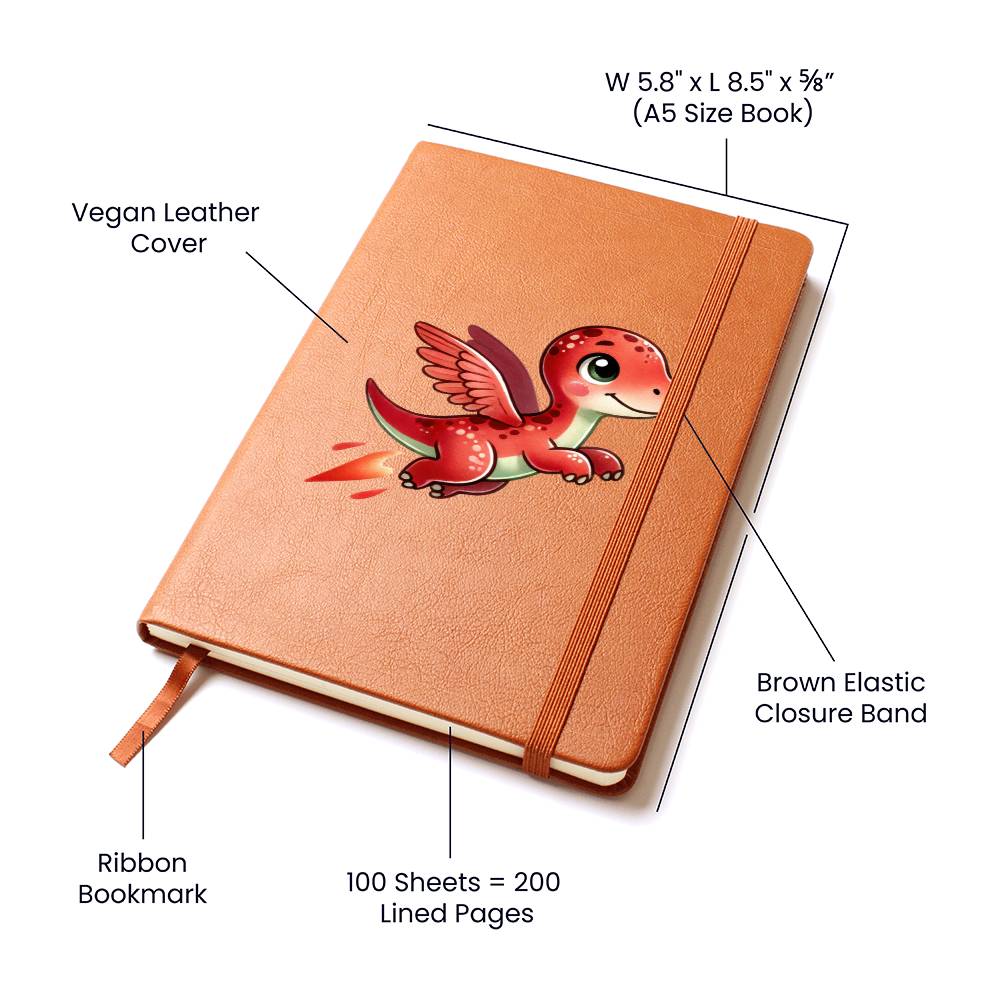 Colorful Baby Dinosaur 048 - Vegan Leather Journal