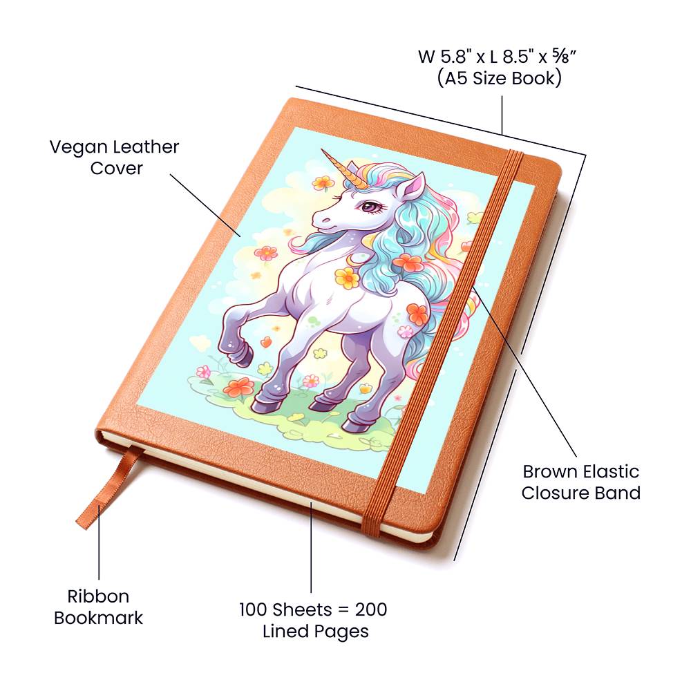 Cute Unicorn 083 - Vegan Leather Journal