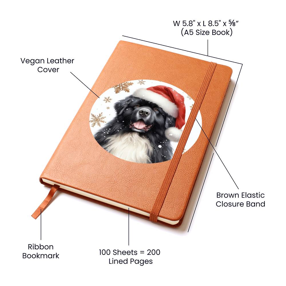 Christmas Dog - Newfoundland - Vegan Leather Journal