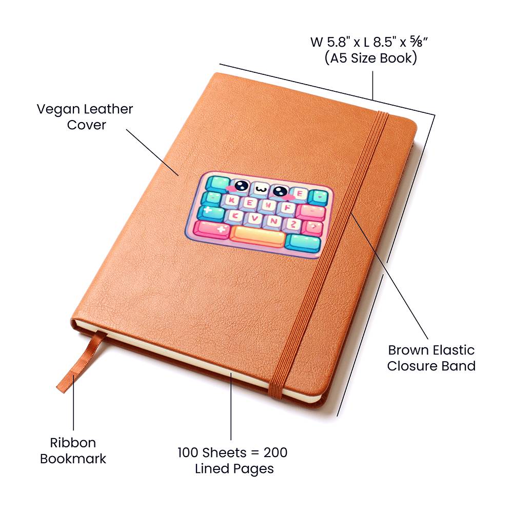Cute Back to School Sticker 060 - Vegan Leather Journal
