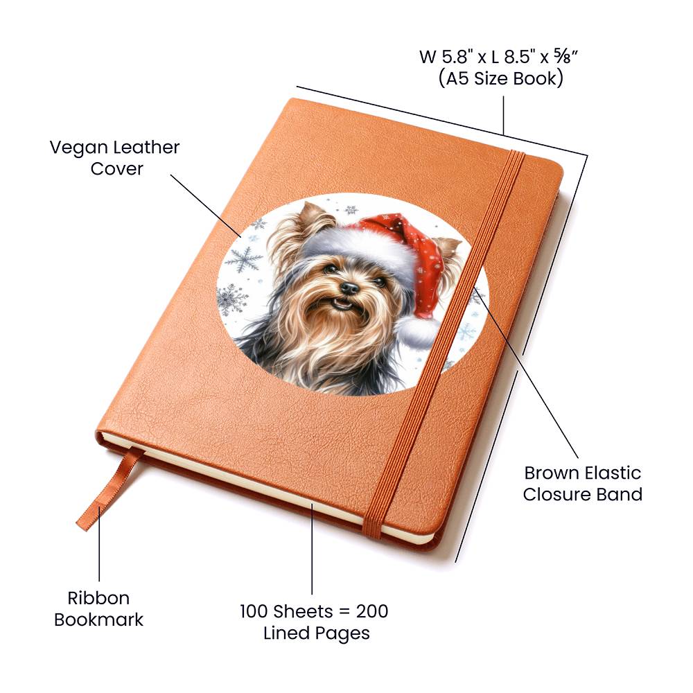 Christmas Dog - Yorkshire Terrier - Vegan Leather Journal