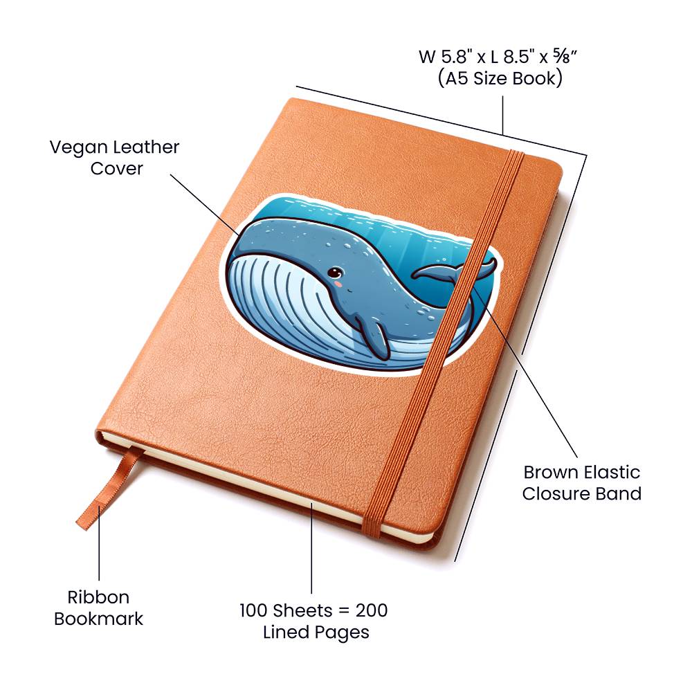 Cute Sperm whale sticker 175 - Vegan Leather Journal