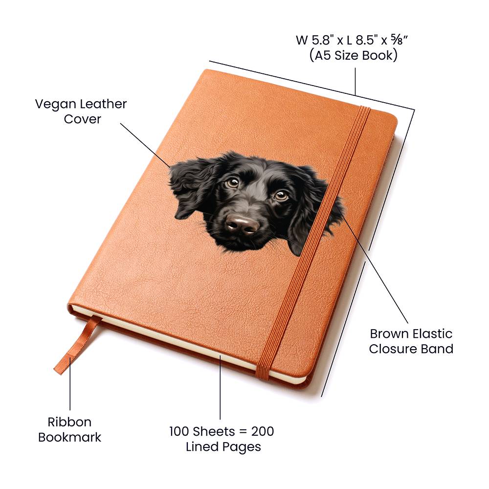 Curly-Coated Retriever Peeking - Vegan Leather Journal