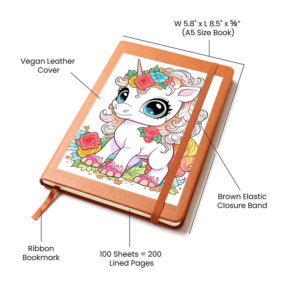 Cute Unicorn 086 - Vegan Leather Journal