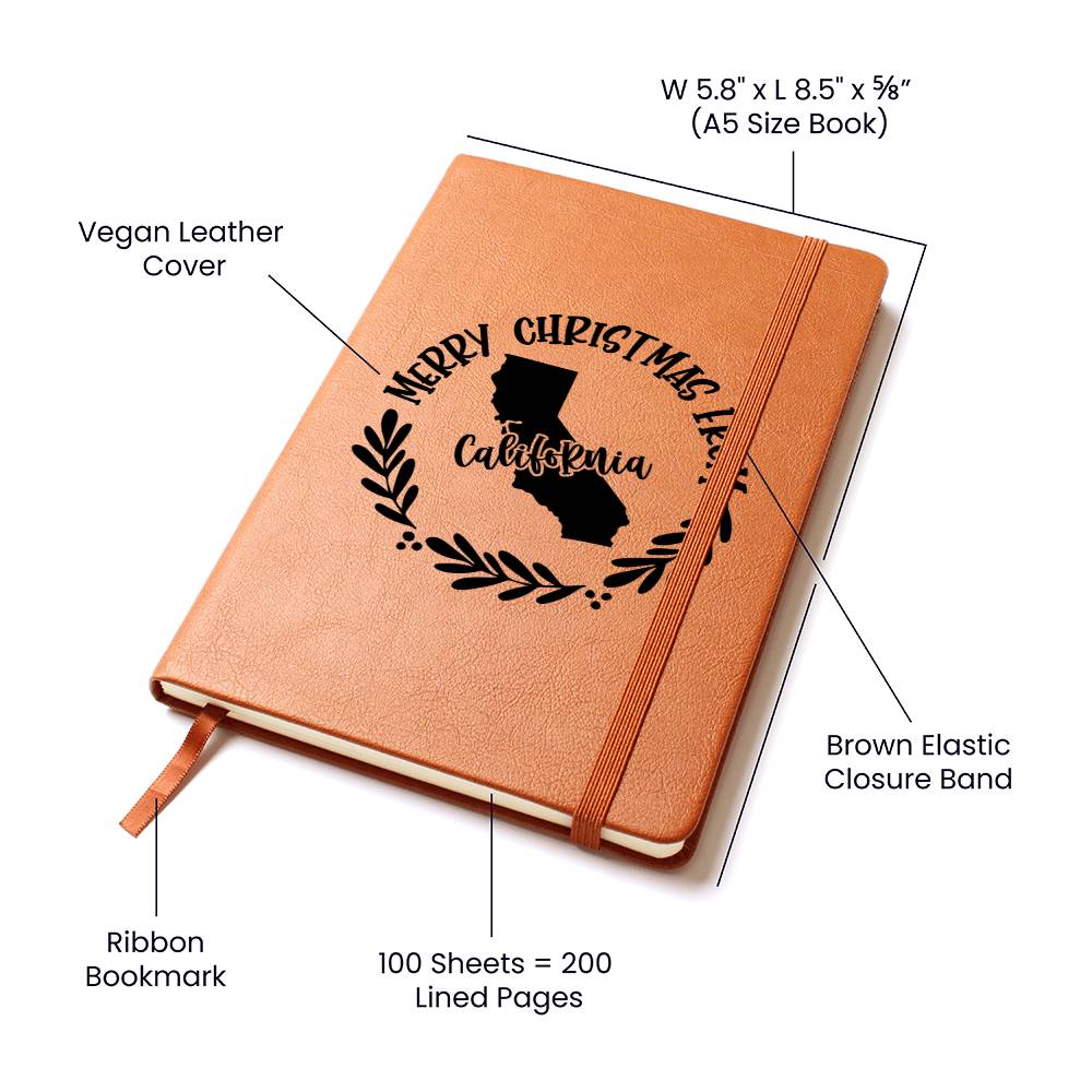 Merry Christmas From California - Vegan Leather Journal