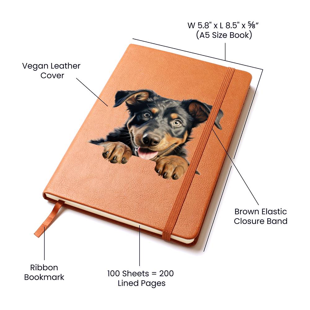 Beauceron Peeking - Vegan Leather Journal