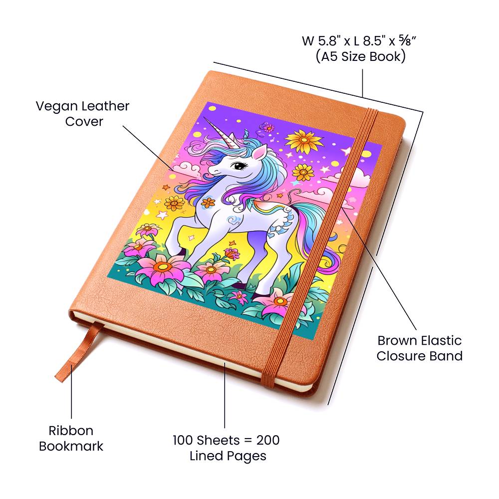 Cute Unicorn 080 - Vegan Leather Journal