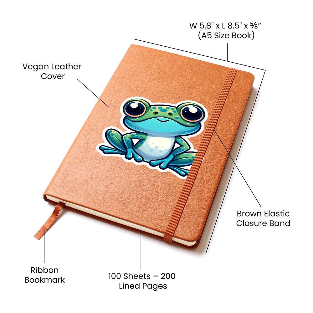 Cute Xenopus (African Clawed Frog) sticker 221 - Vegan Leather Journal