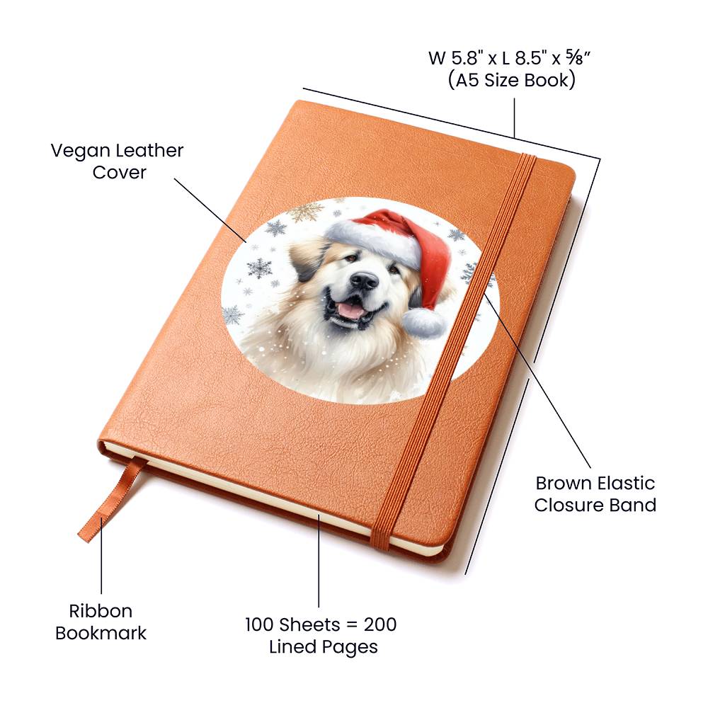 Christmas Dog - Great Pyrenees - Vegan Leather Journal