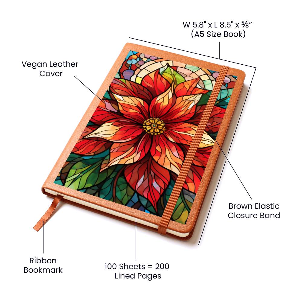 Christmas Stained Glass Design 025 - Vegan Leather Journal