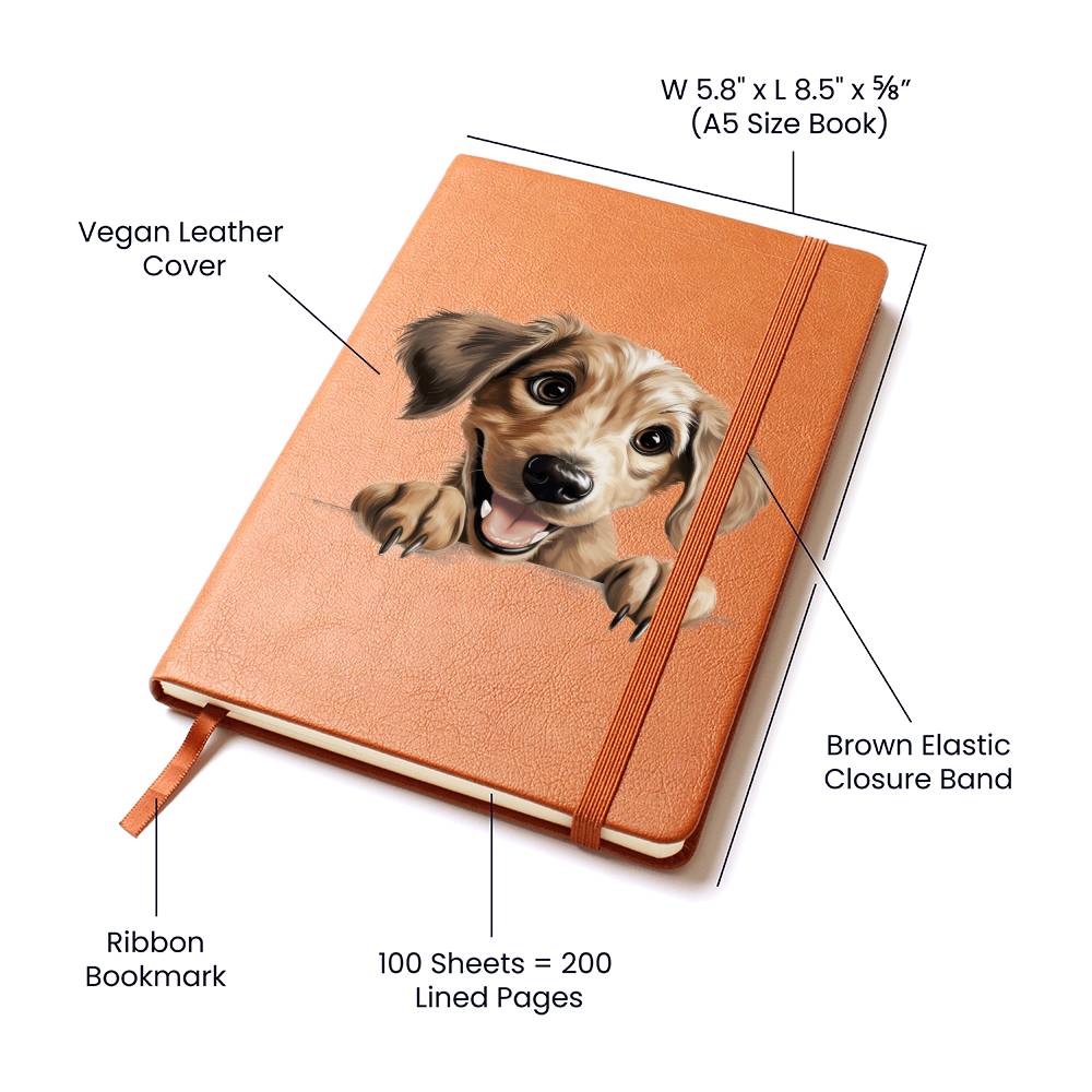 Sloughi Peeking - Vegan Leather Journal