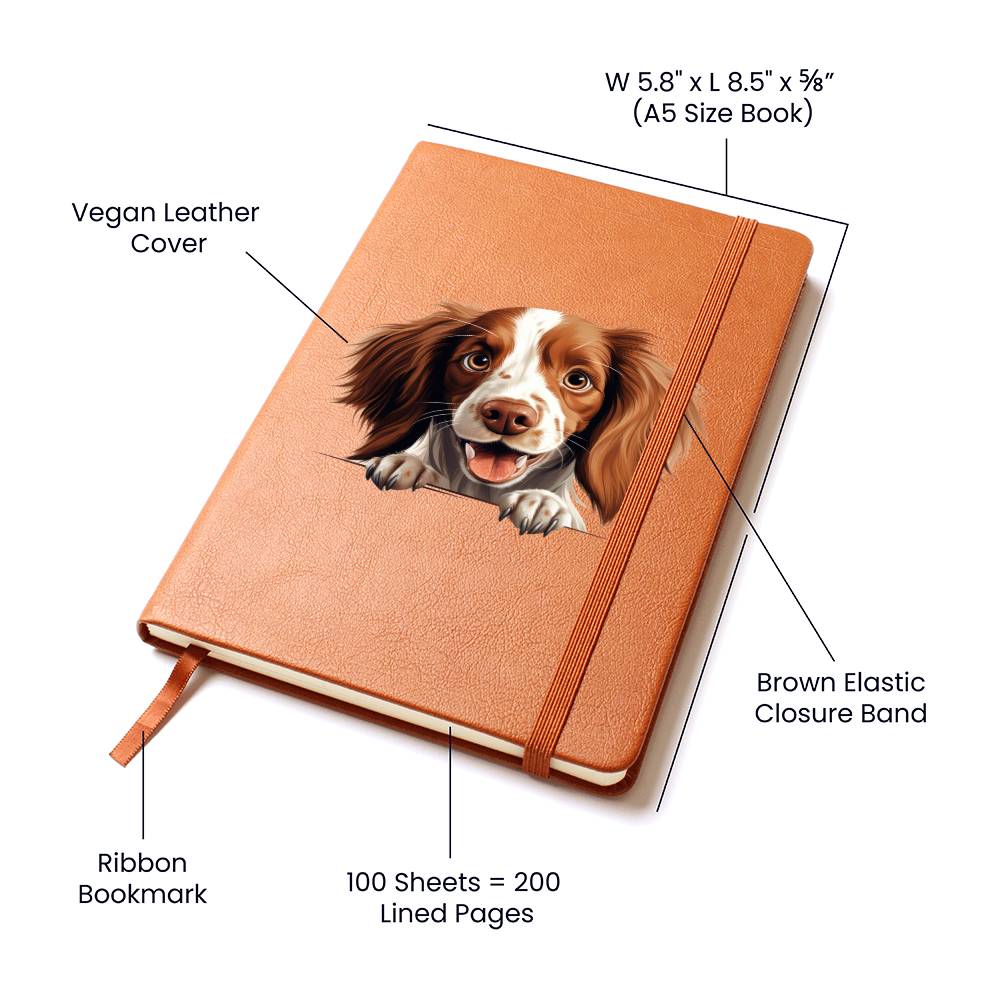 Irish Red and White Setter Peeking - Vegan Leather Journal