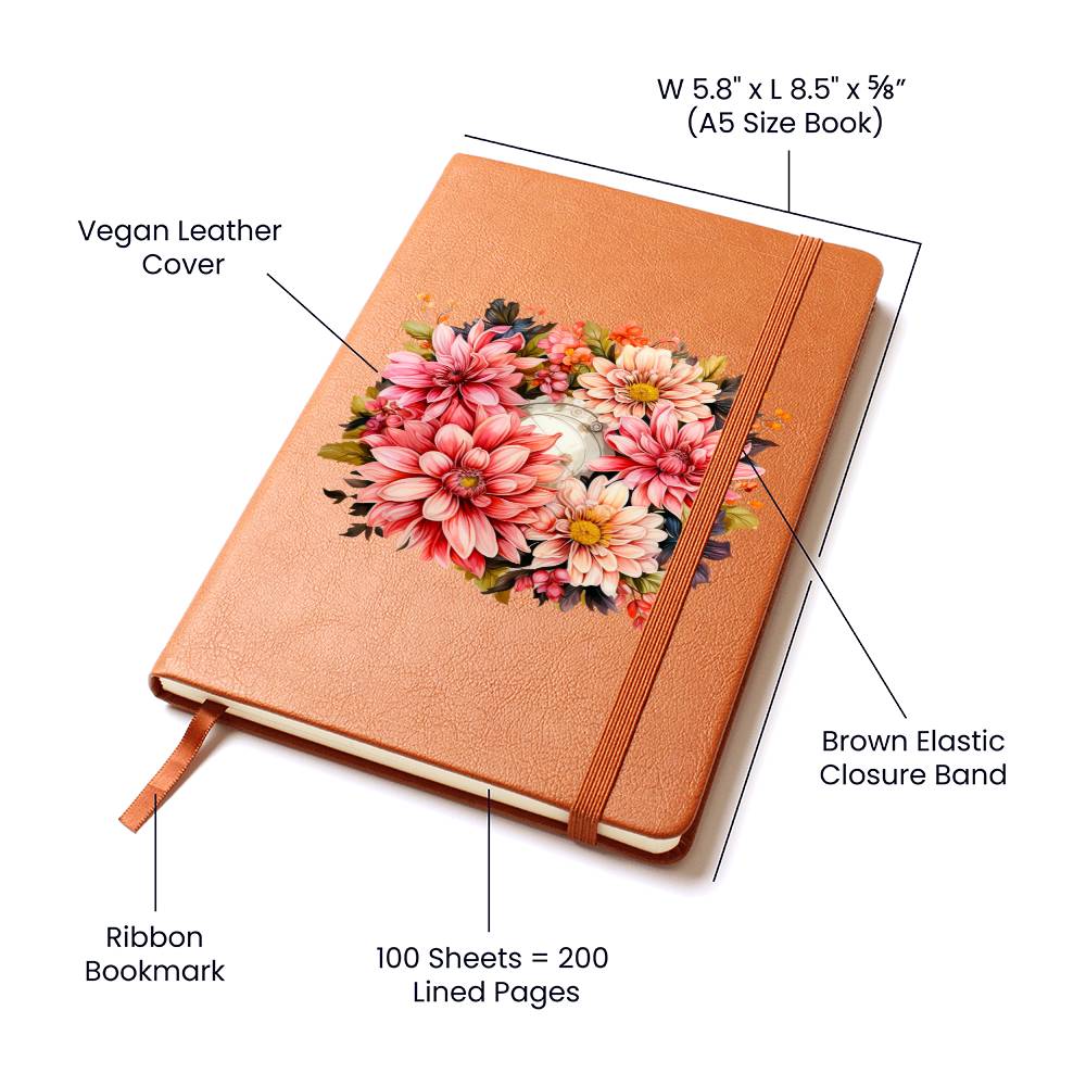 Floral Flower Wreath 142 - Vegan Leather Journal