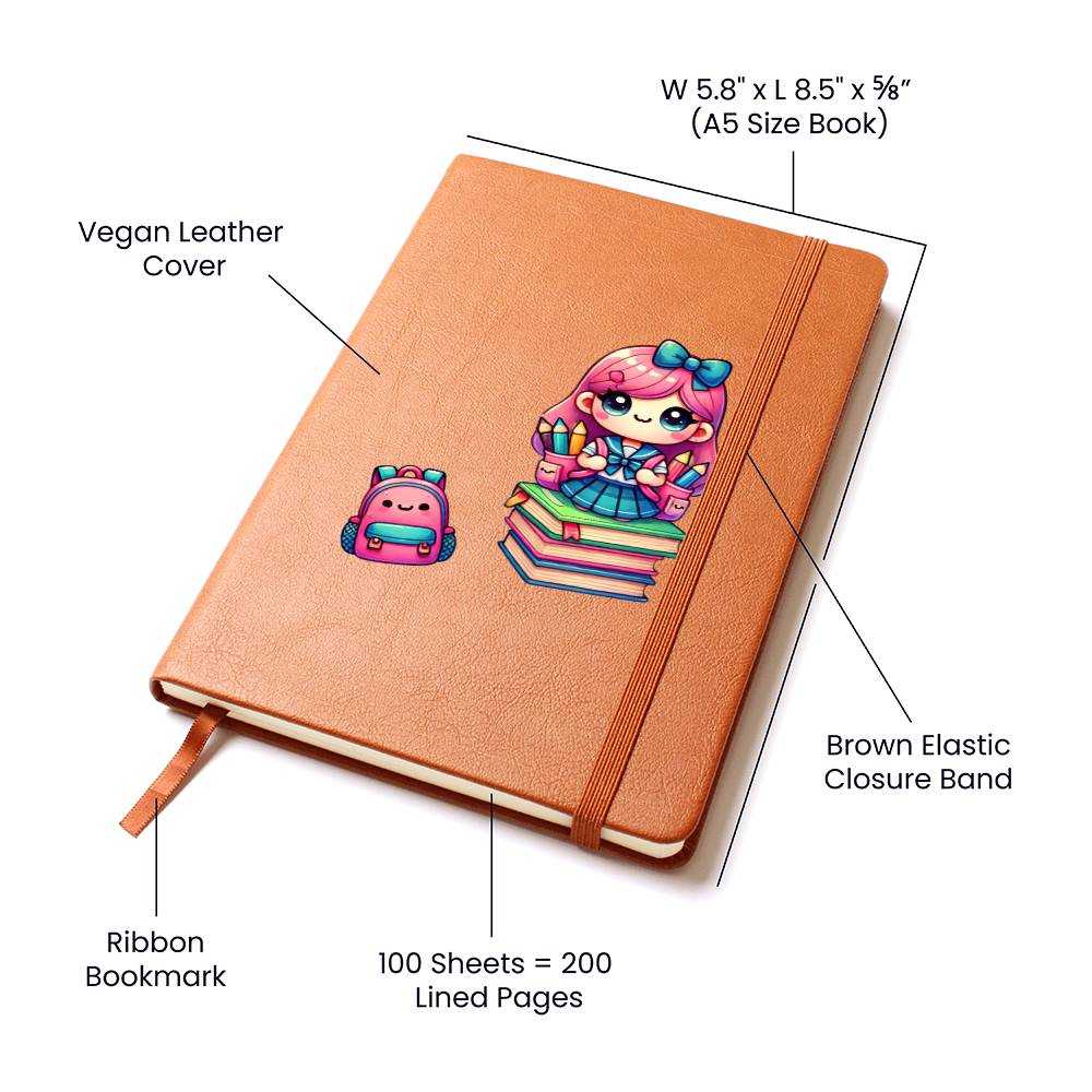 Cute Back to School Sticker 020 - Vegan Leather Journal