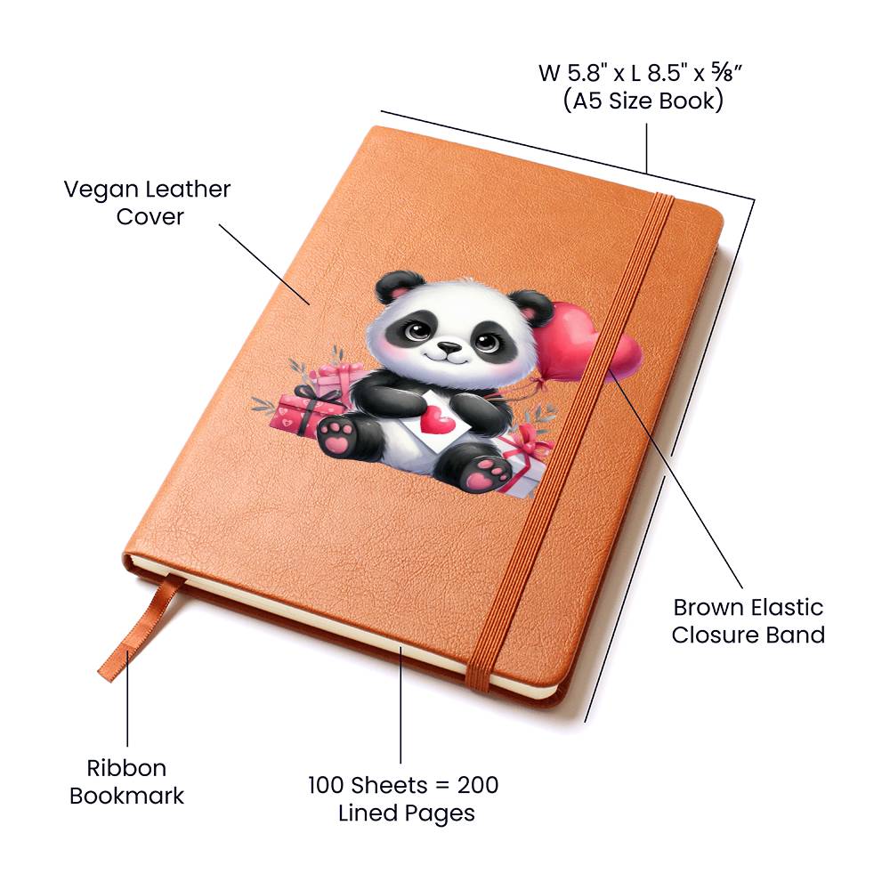 Valentine's Day Panda 023 - Vegan Leather Journal