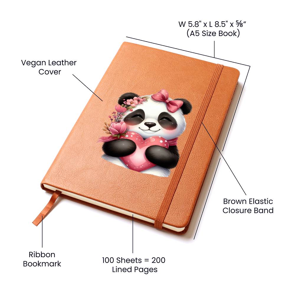 Valentine's Day Panda 013 - Vegan Leather Journal