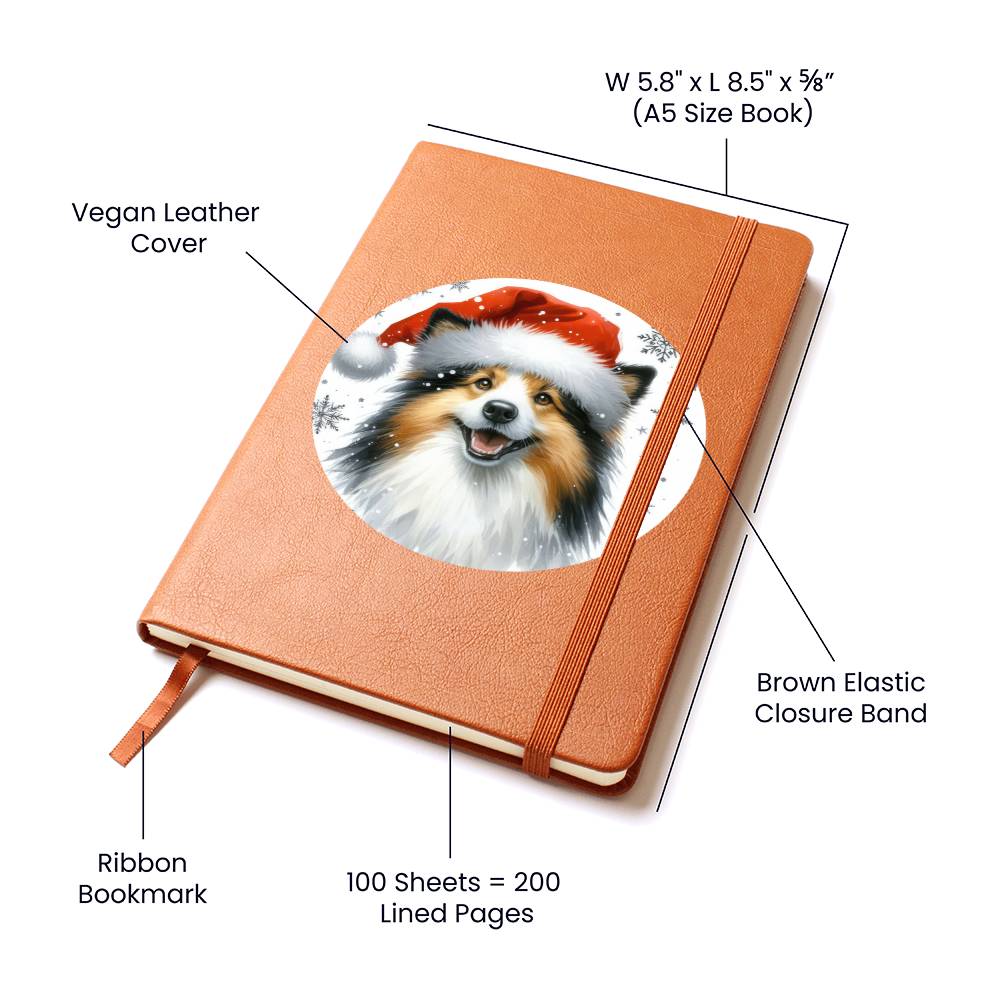 Christmas Dog - Icelandic Sheepdog - Vegan Leather Journal