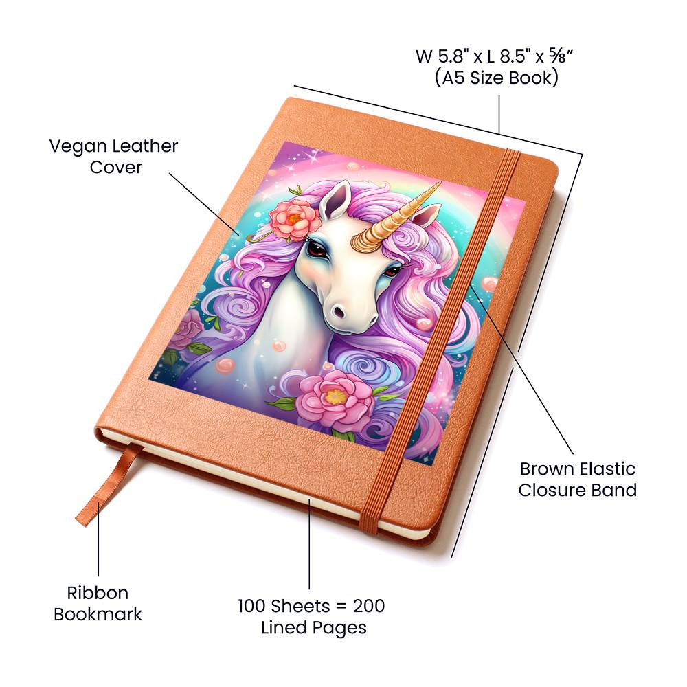 Cute Unicorn 094 - Vegan Leather Journal
