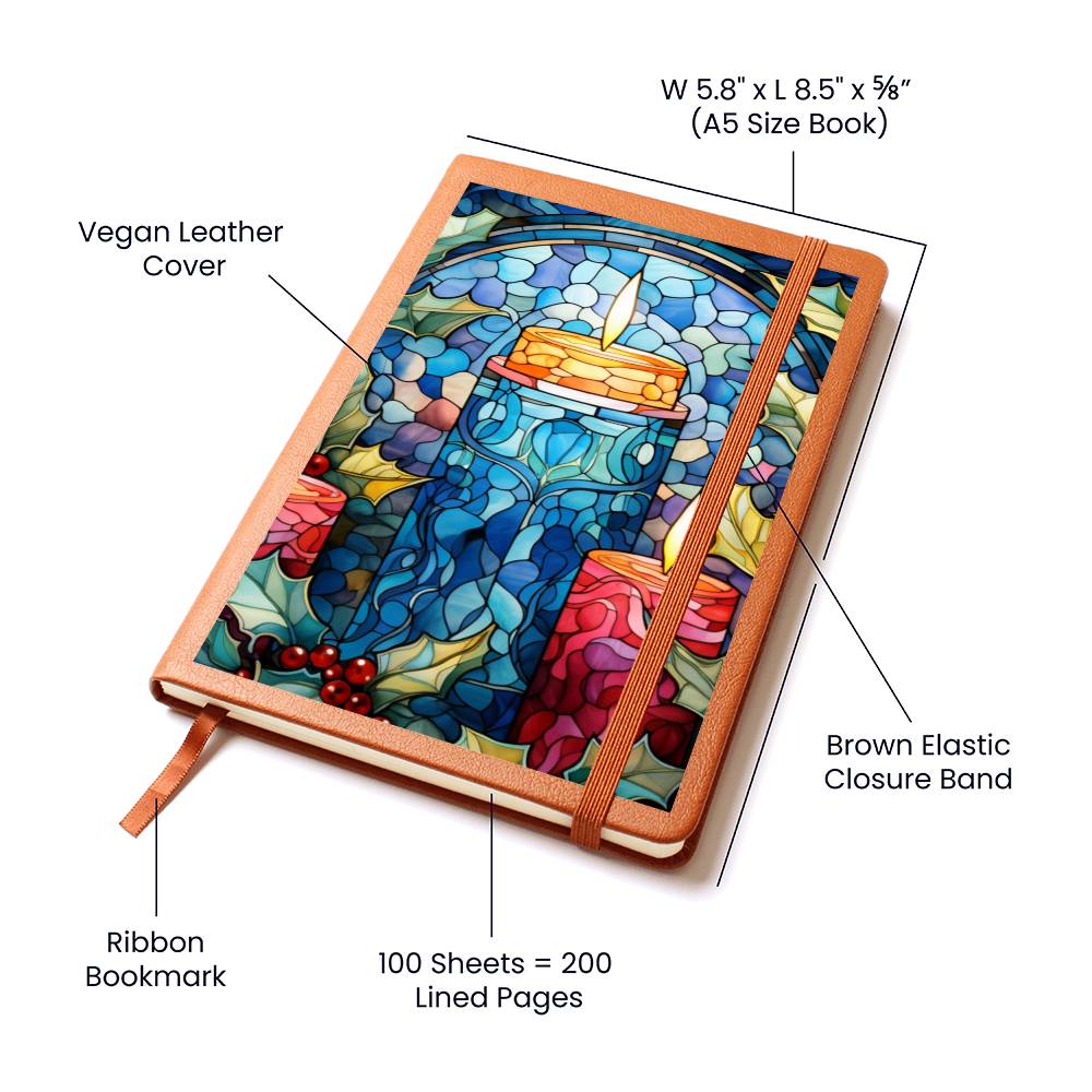 Christmas Stained Glass Design 011 - Vegan Leather Journal