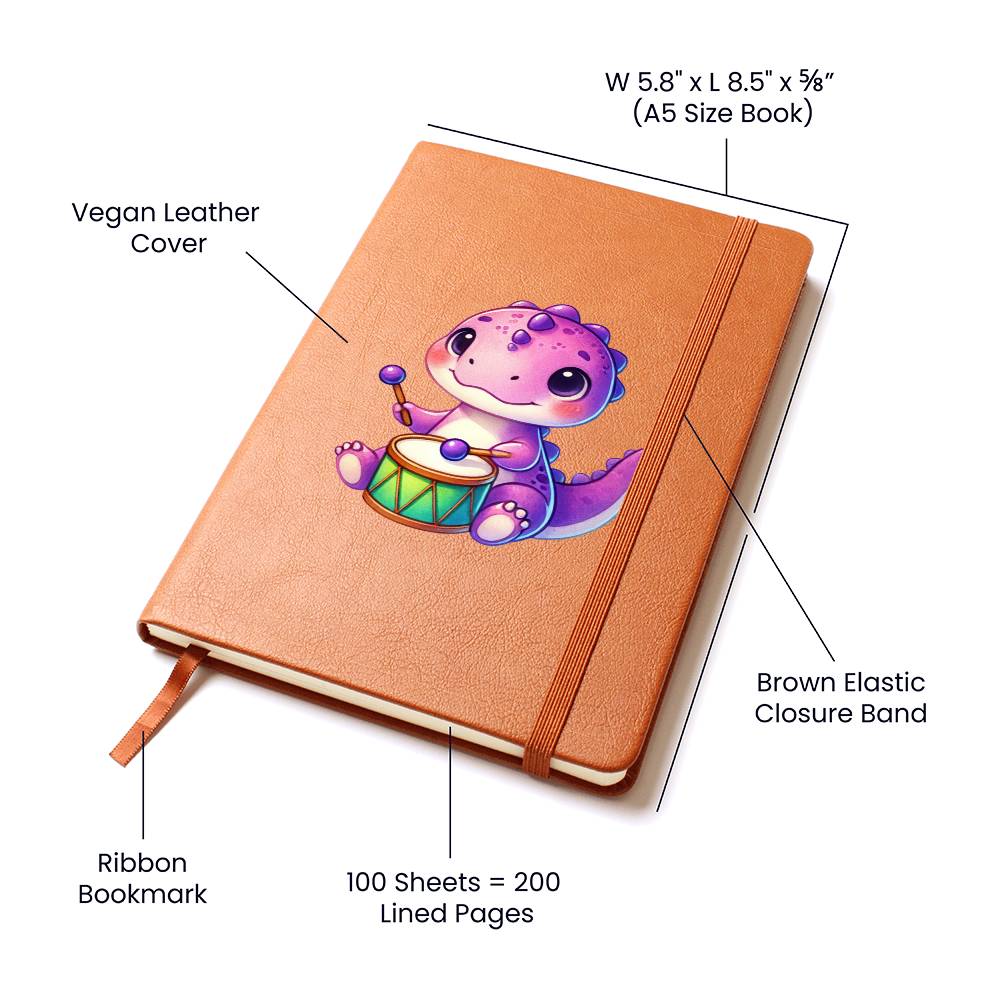 Colorful Baby Dinosaur 054 - Vegan Leather Journal