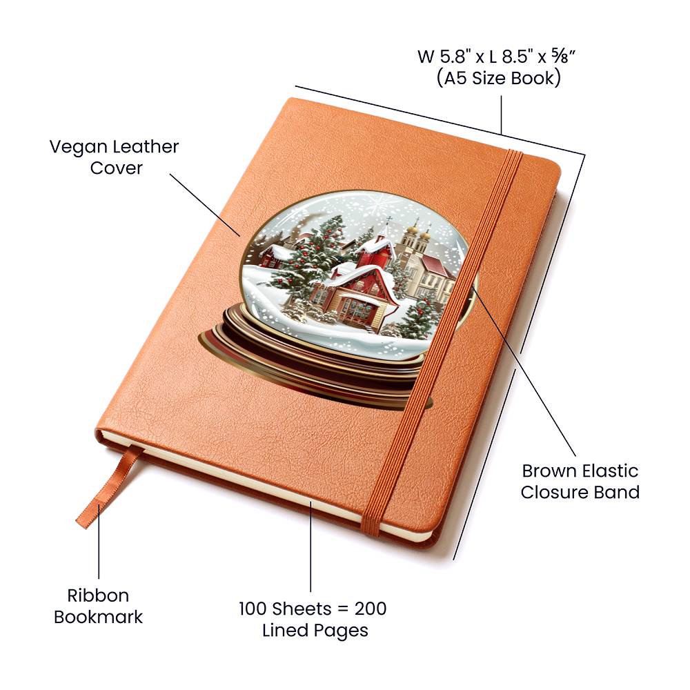 Watercolor Christmas Snow Globe 027 - Vegan Leather Journal