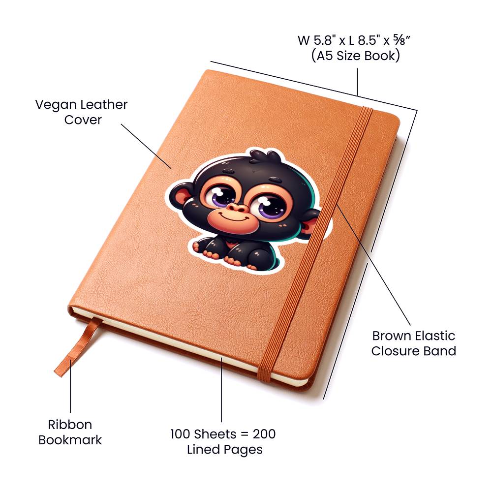 Cute Gorilla sticker 63 - Vegan Leather Journal