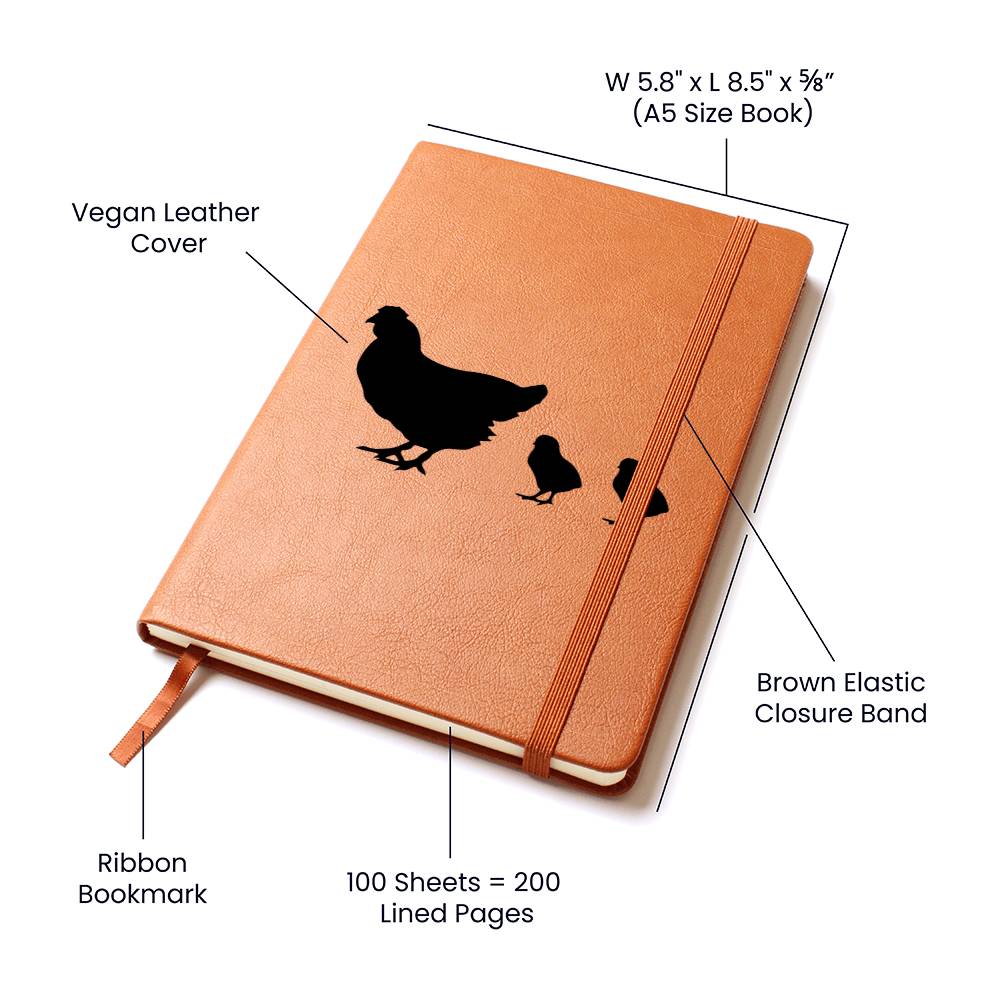 Mama Chicken With 2 Chicks - Vegan Leather Journal
