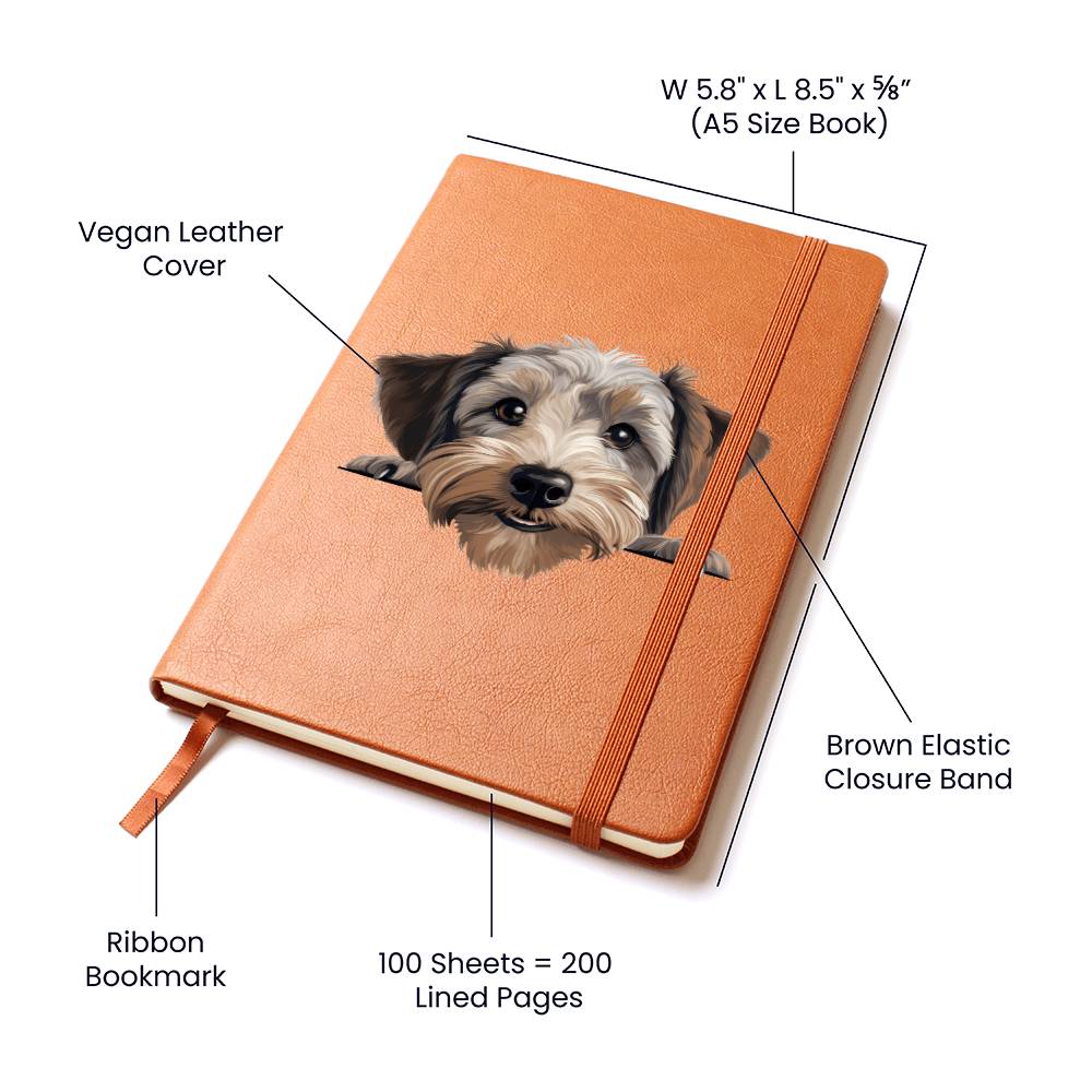 Dandie Dinmont Terrier Peeking - Vegan Leather Journal