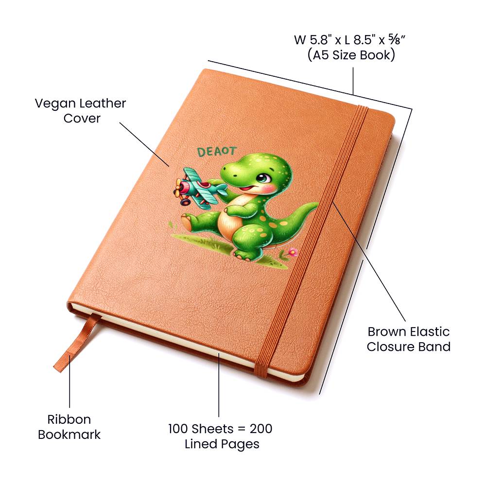 Colorful Baby Dinosaur 002 - Vegan Leather Journal