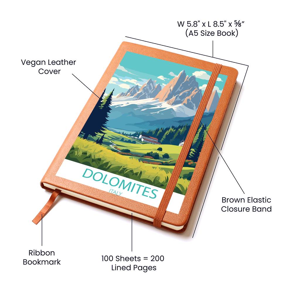 Famous Travel Destinations - Dolomites, Italy - Vegan Leather Journal