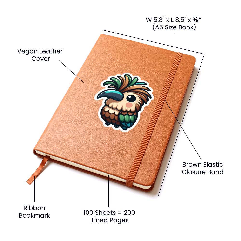 Cute Hoatzin sticker 68 - Vegan Leather Journal