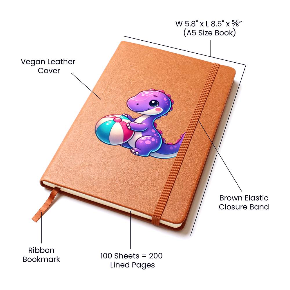 Colorful Baby Dinosaur 039 - Vegan Leather Journal