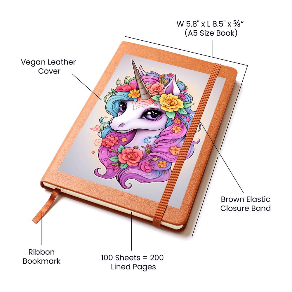 Cute Unicorn 022 - Vegan Leather Journal