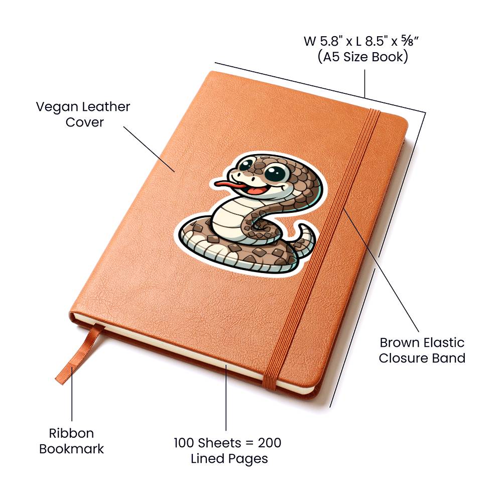 Cute Rattlesnake sticker 140 - Vegan Leather Journal