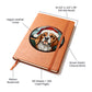 Dog Stained Glass Christmas Design 035 - Vegan Leather Journal