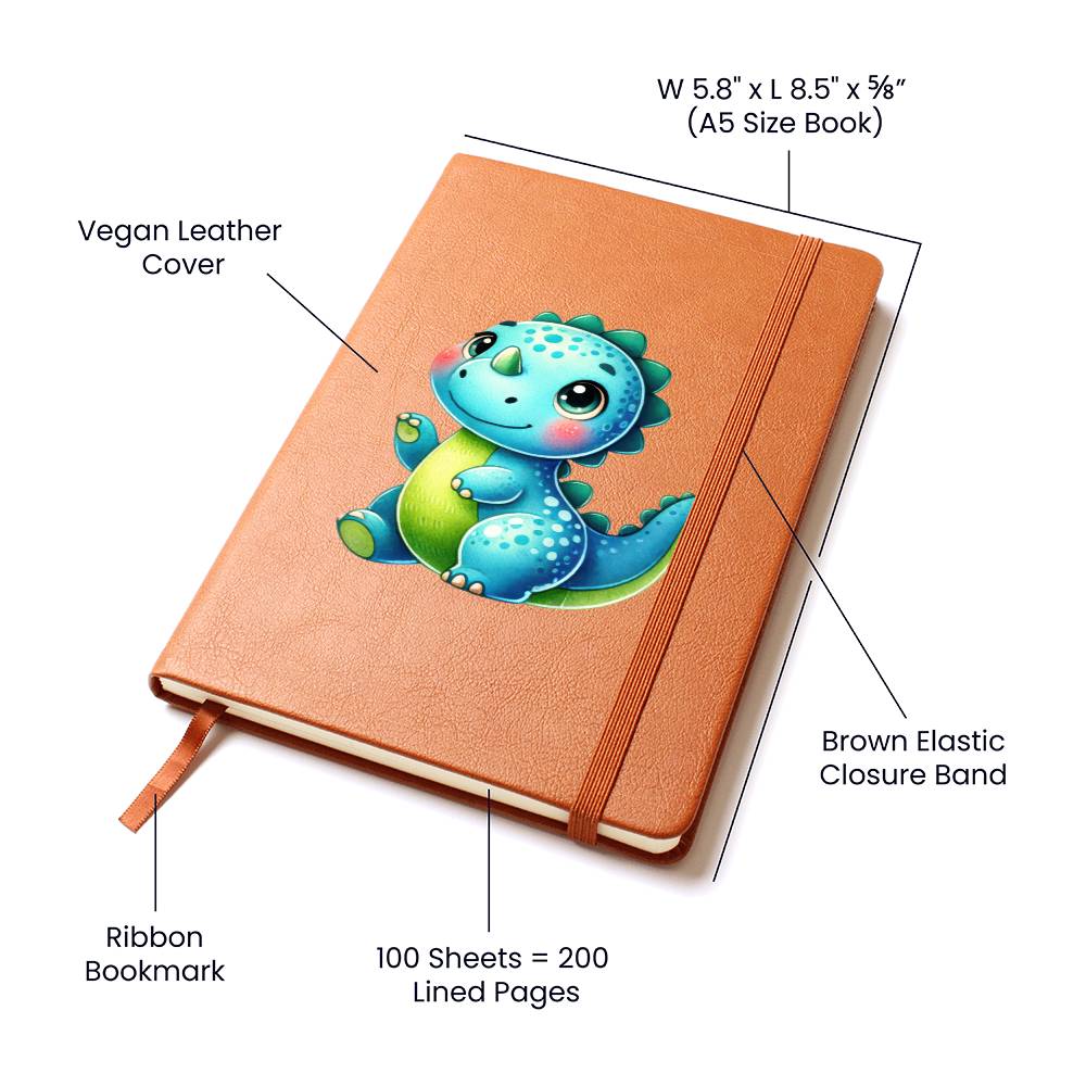 Colorful Baby Dinosaur 062 - Vegan Leather Journal