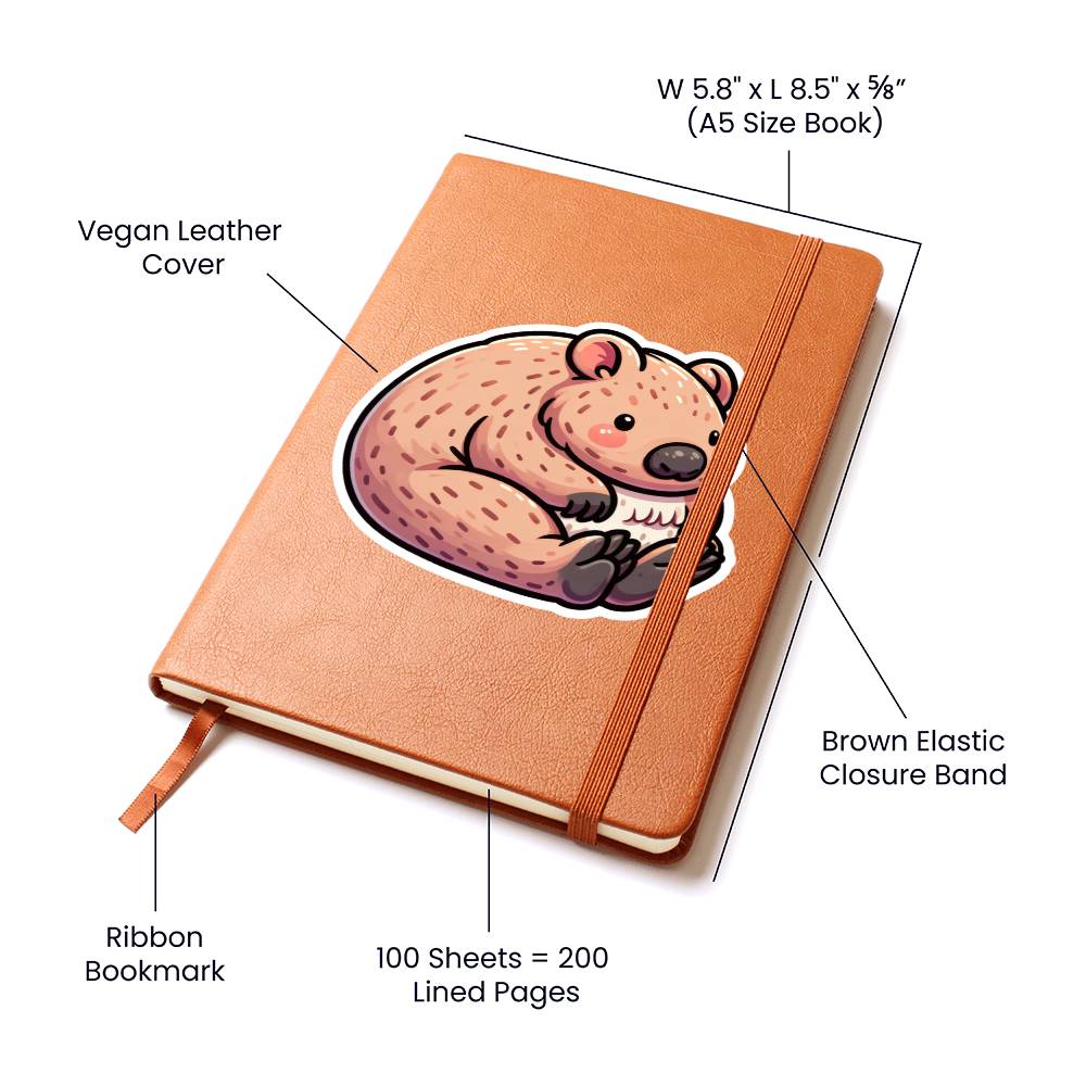 Cute Wombat sticker 218 - Vegan Leather Journal