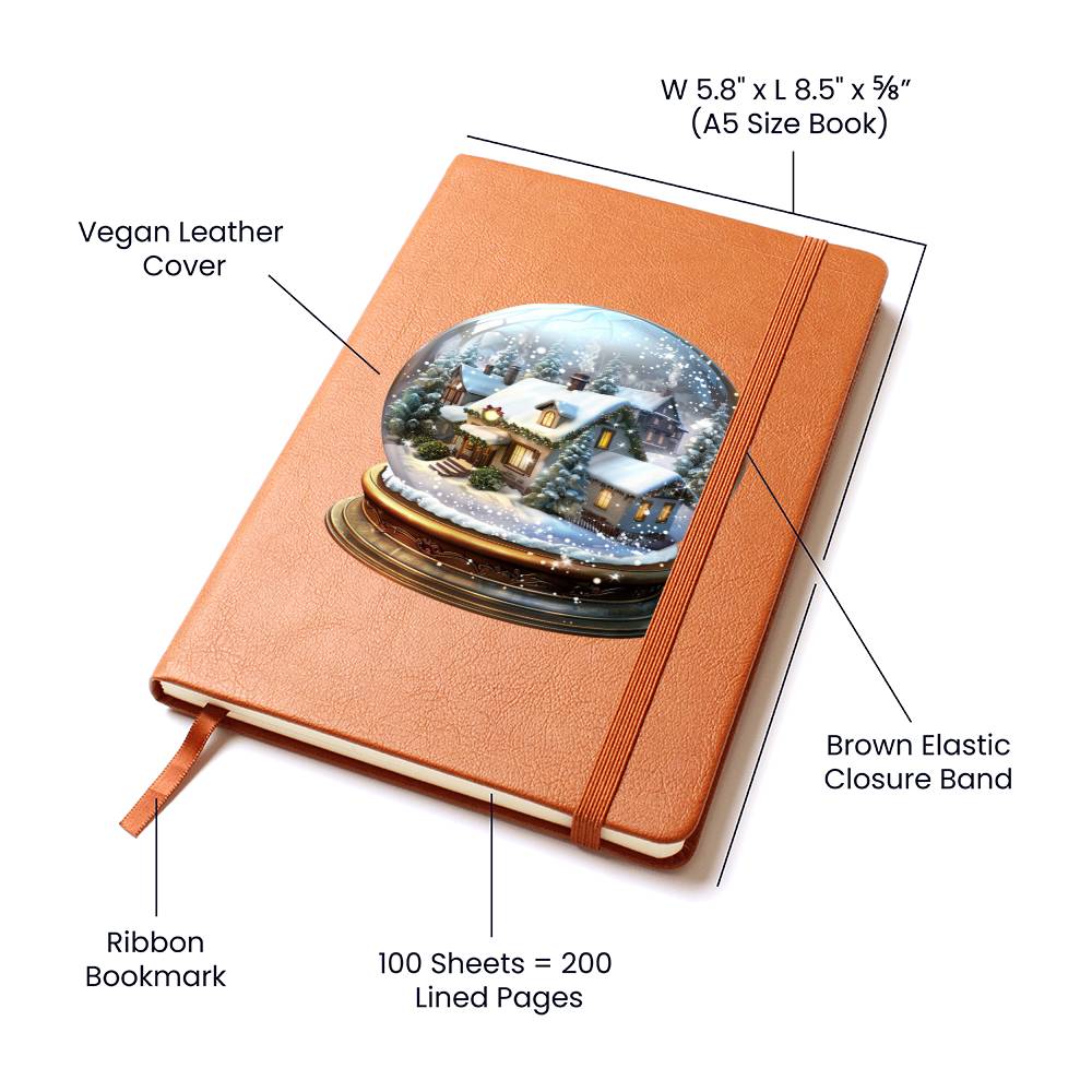 Watercolor Christmas Snow Globe 002 - Vegan Leather Journal