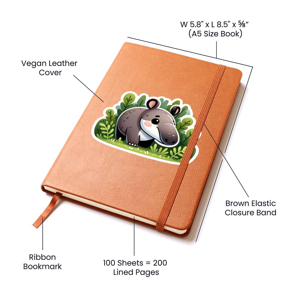 Cute Tapir sticker 188 - Vegan Leather Journal