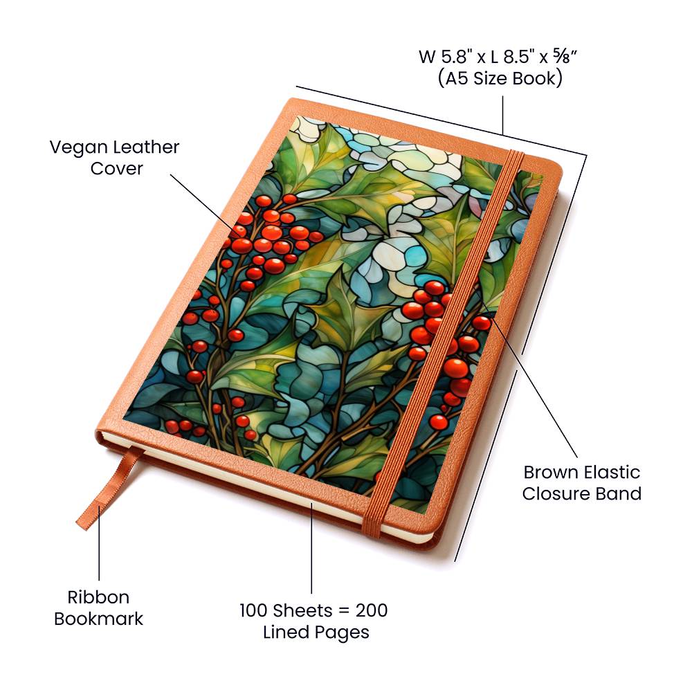 Christmas Stained Glass Design 030 - Vegan Leather Journal